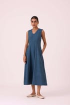 Emy Blue Handwoven Dress view 6