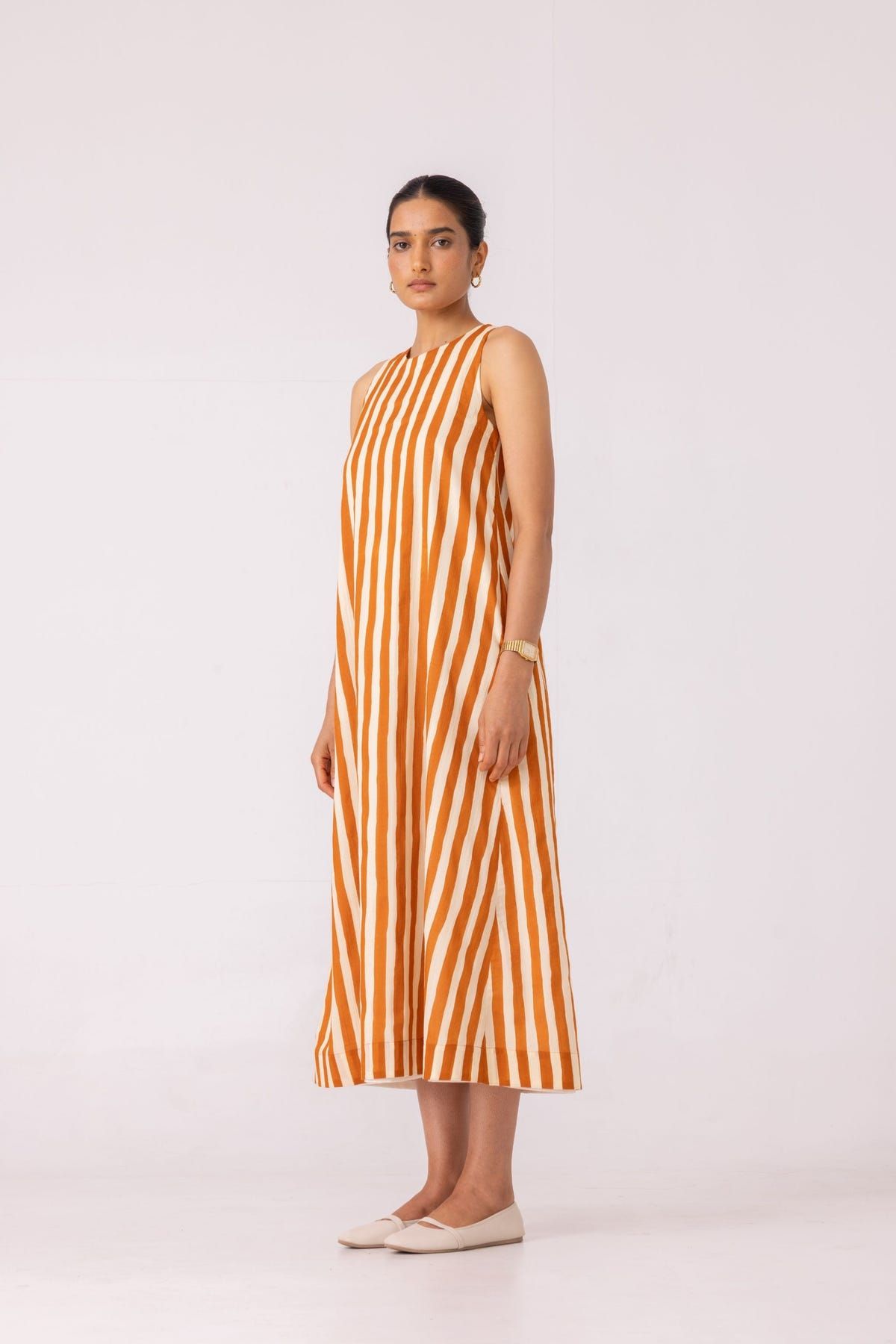 Amaran Rust Striped Midi Dress - image 2