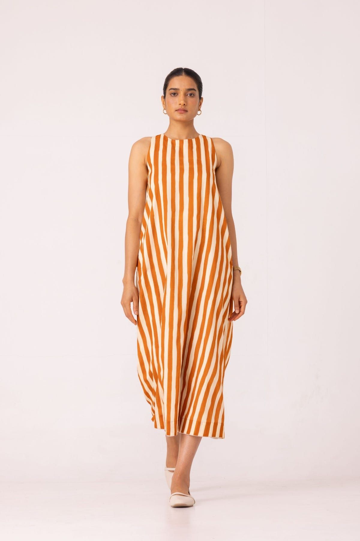 Amaran Rust Striped Midi Dress - image 3