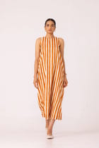 Amaran Rust Striped Midi Dress view 3