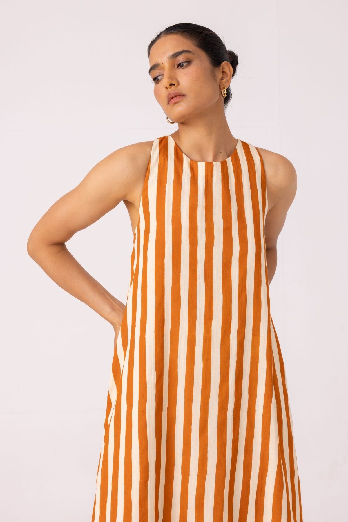 Amaran Rust Striped Midi Dress - image 4