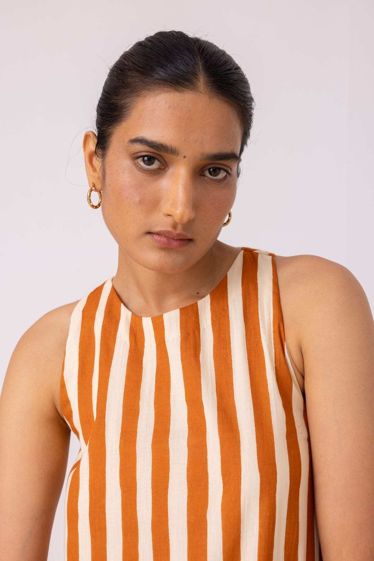 Amaran Rust Striped Midi Dress - image 5