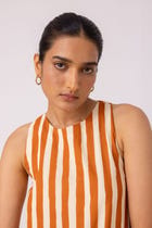 Amaran Rust Striped Midi Dress view 5