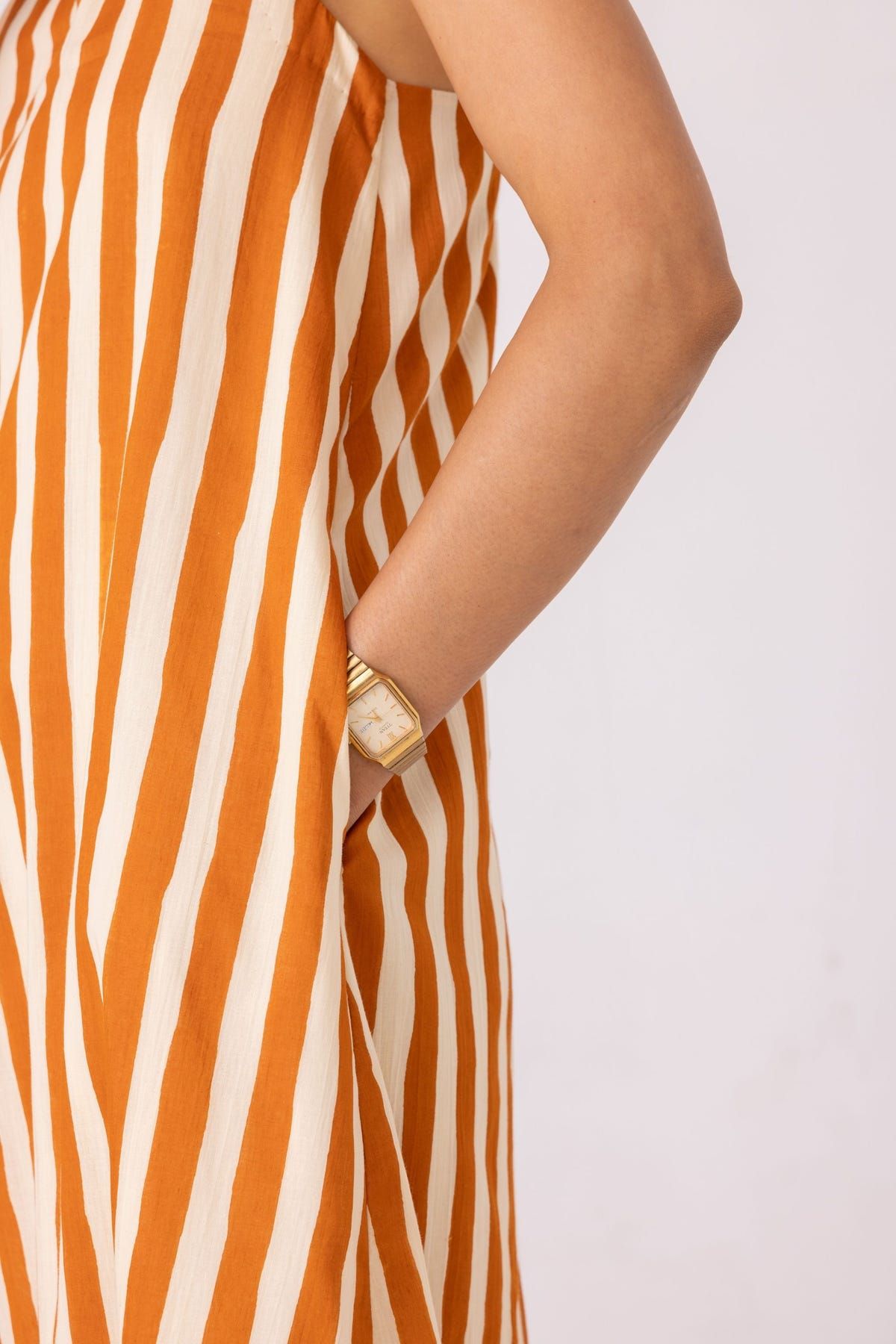 Amaran Rust Striped Midi Dress - image 7