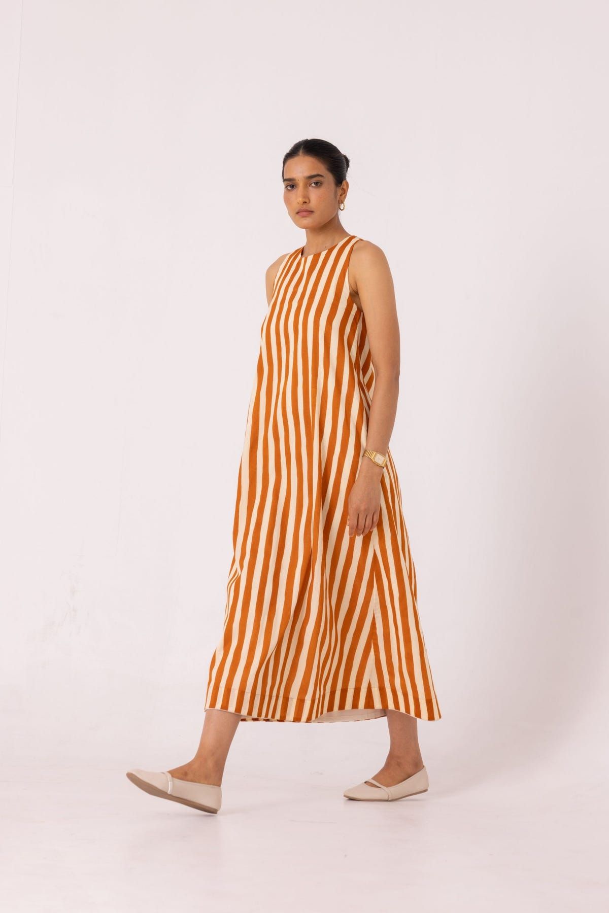 Amaran Rust Striped Midi Dress - image 8