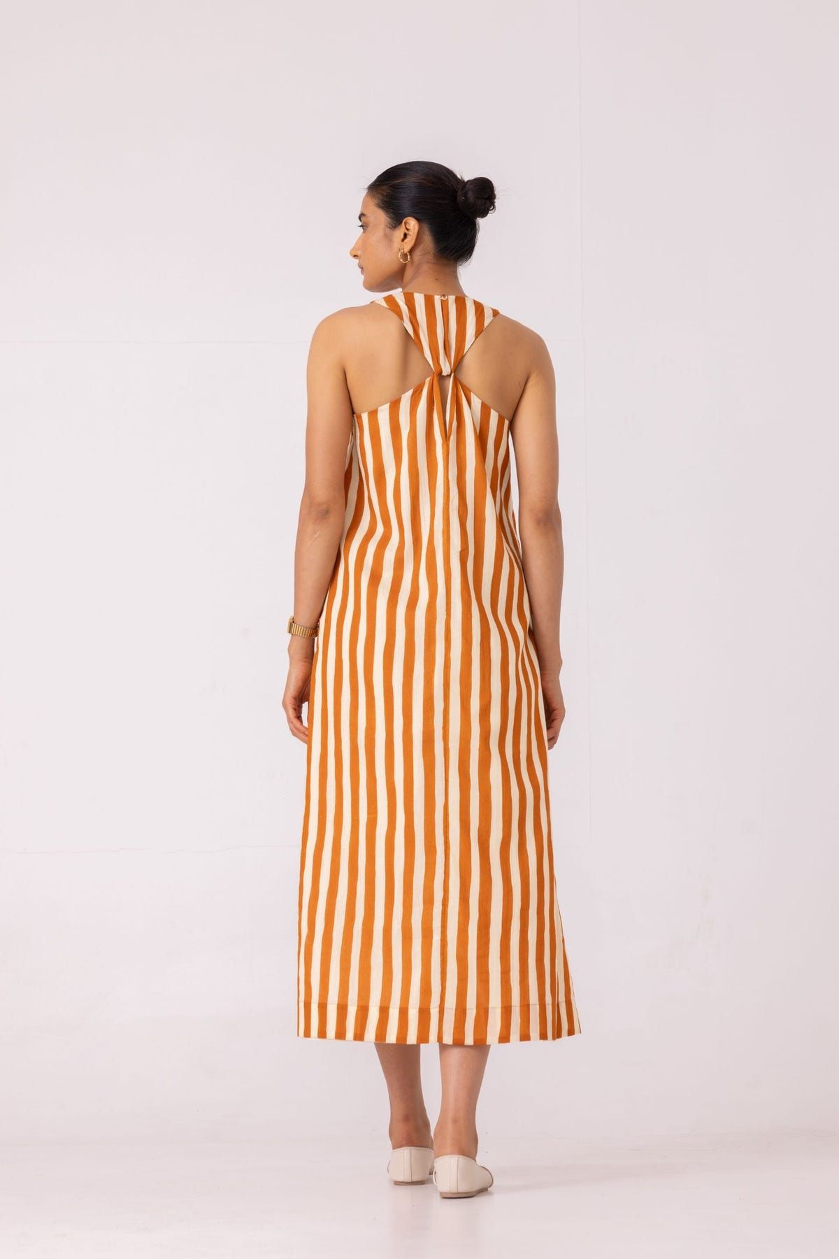 Amaran Rust Striped Midi Dress - image 9