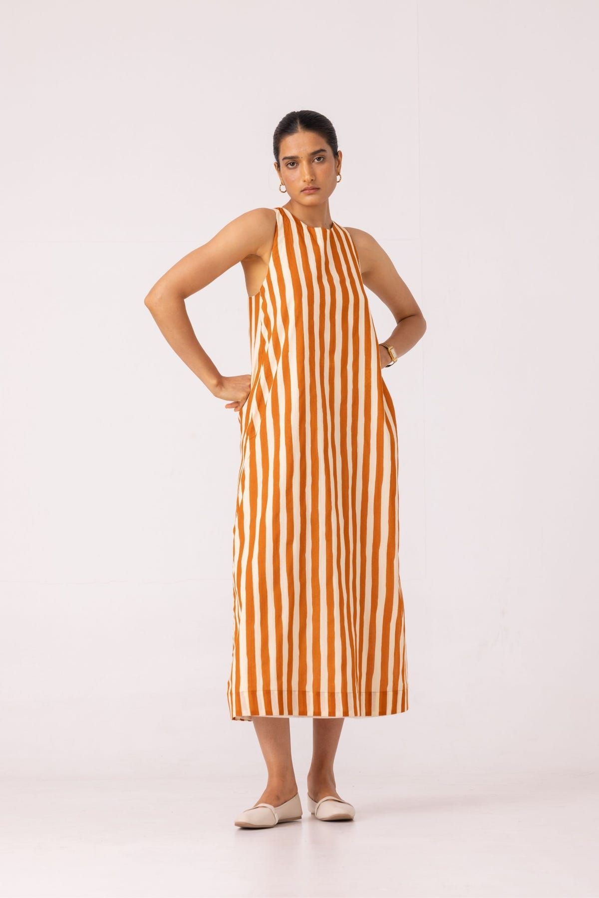 Amaran Rust Striped Midi Dress - image 10