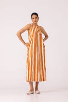 Amaran Rust Striped Midi Dress view 10