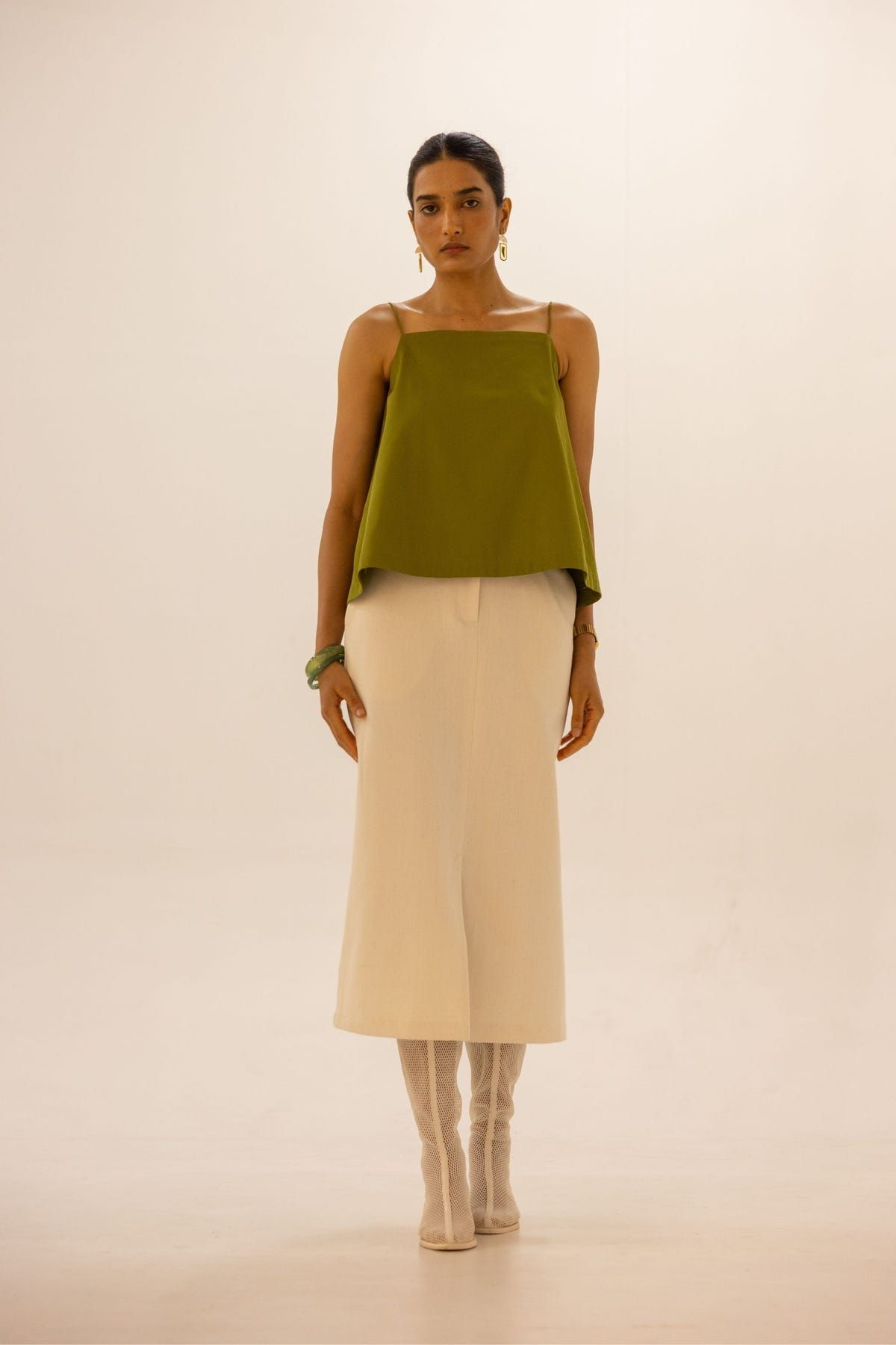 Roxanne Off White Handwoven Denim Skirt - image 11