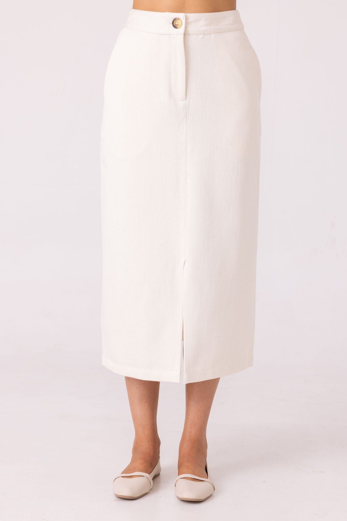 Roxanne Off White Handwoven Denim Skirt - image 2