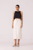 Roxanne Off White Handwoven Denim Skirt view 3