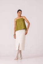 Roxanne Off White Handwoven Denim Skirt view 6