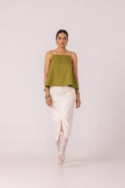 Roxanne Off White Handwoven Denim Skirt view 9