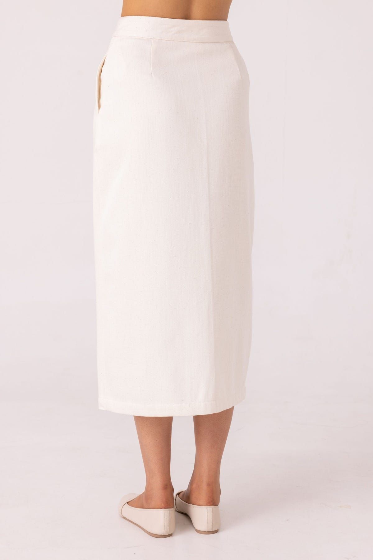 Roxanne Off White Handwoven Denim Skirt - image 10