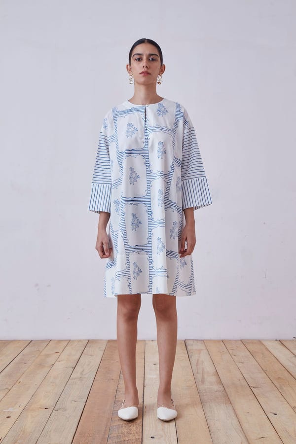 The Summer House — Dalip Blue Hand Printed Dress