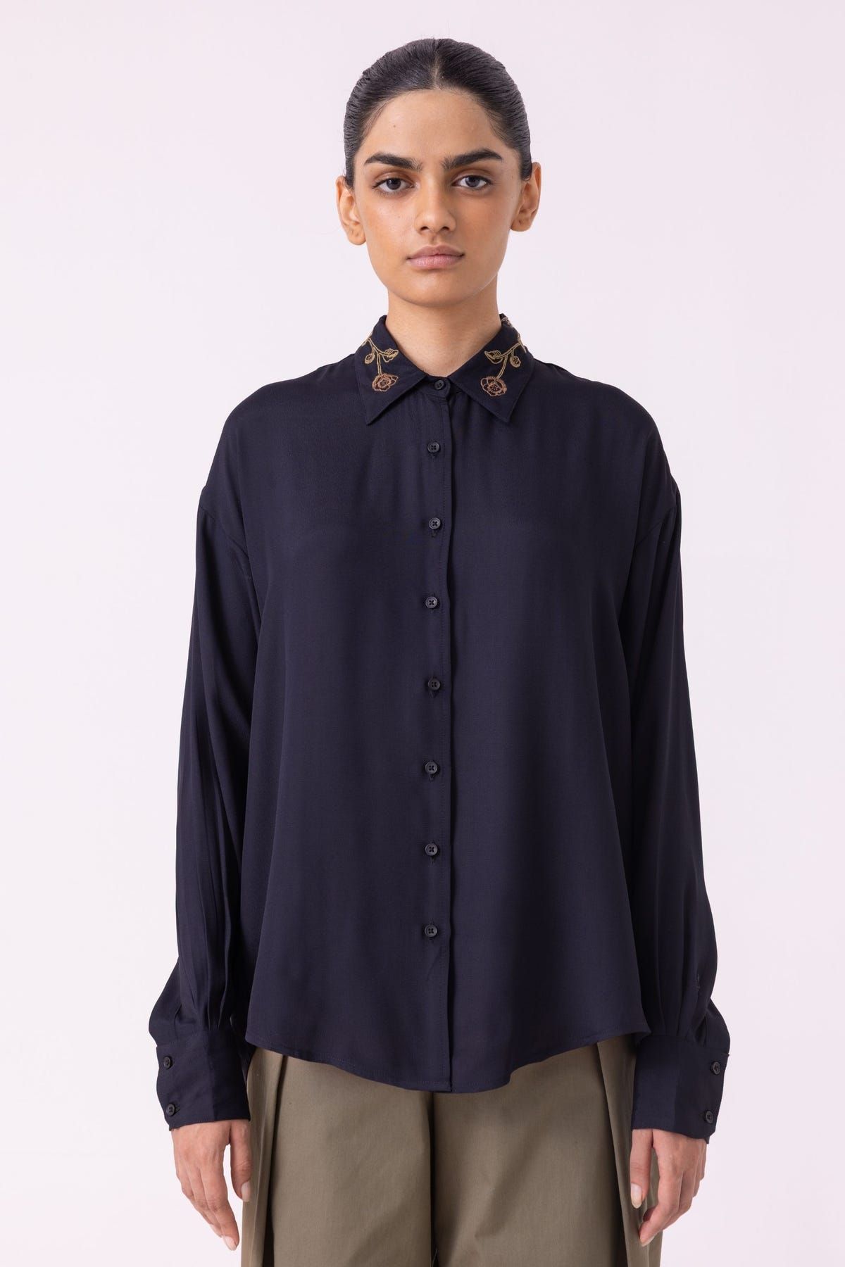 Norris Black Embroidered Shirt - image 1