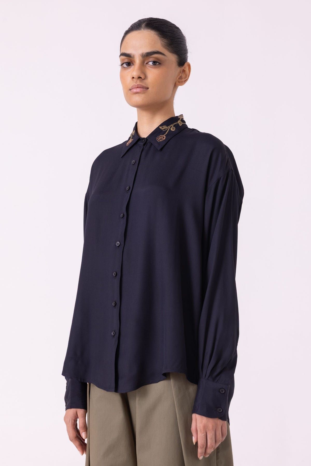 Norris Black Embroidered Shirt - image 2