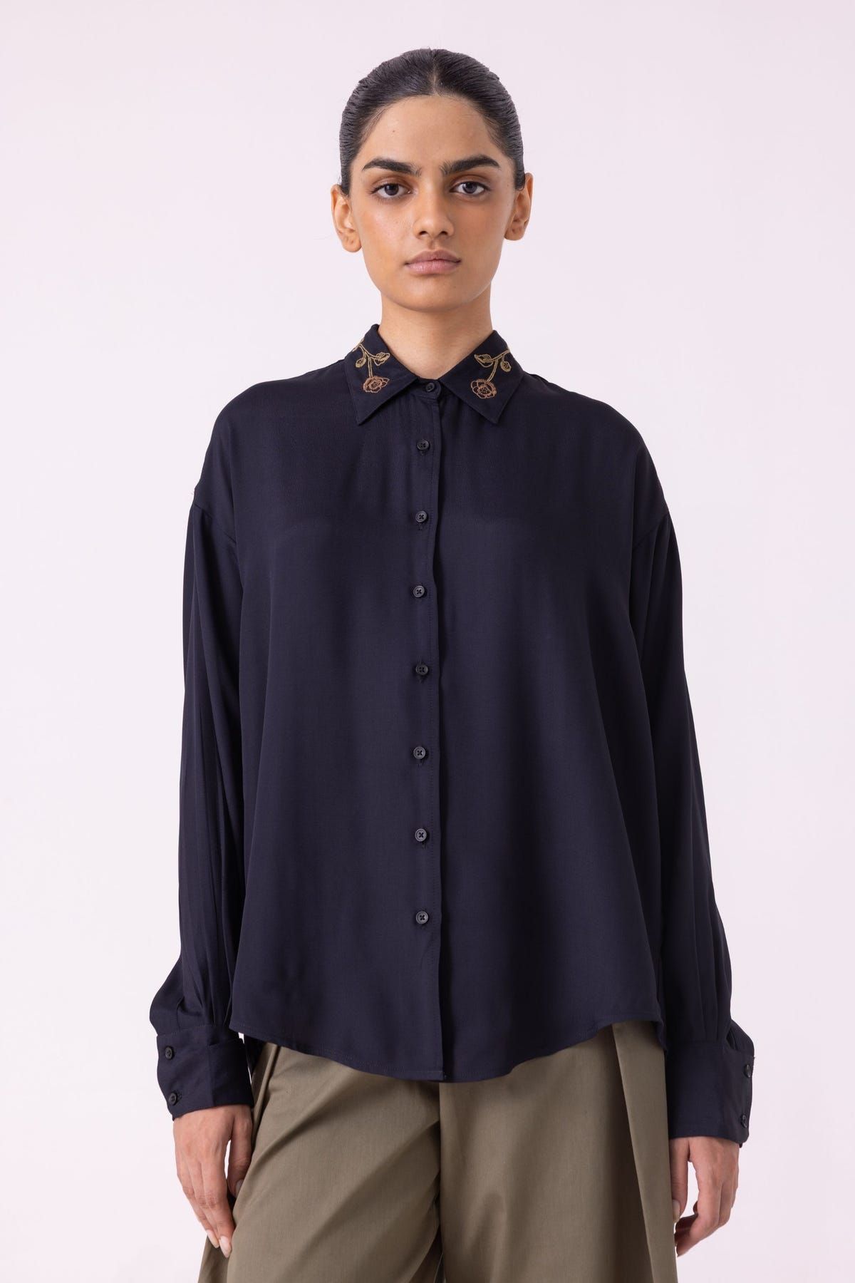 Norris Black Embroidered Shirt - image 3