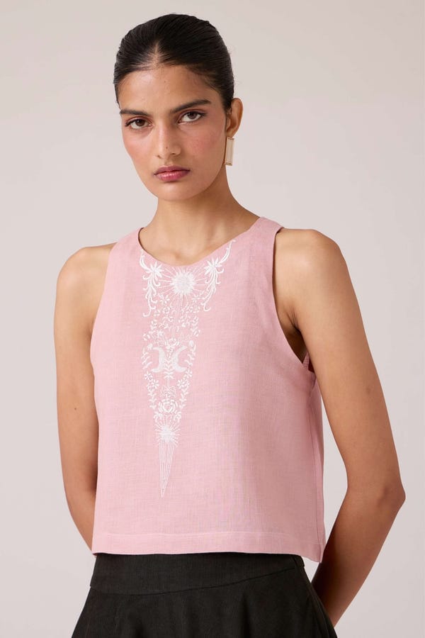 The Summer House — Evora Rose Embroidered Top