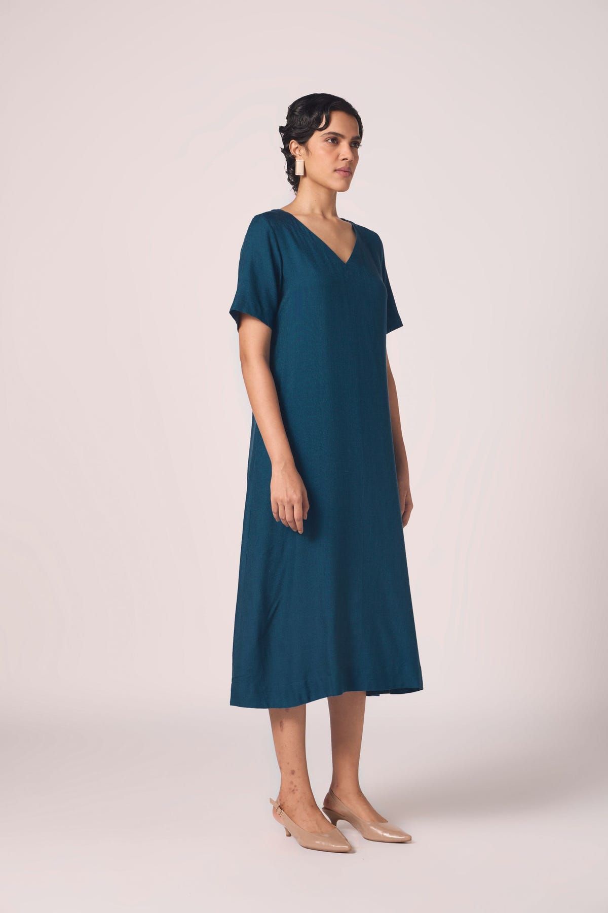 Vega Blue Silk Midi Dress - image 2
