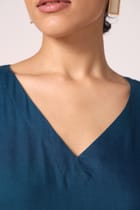 Vega Blue Silk Midi Dress view 4