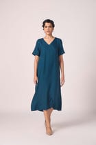 Vega Blue Silk Midi Dress view 5