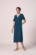 Vega Blue Silk Midi Dress view 6