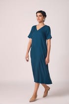 Vega Blue Silk Midi Dress view 7