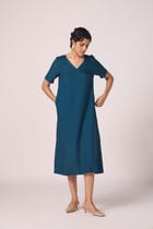 Vega Blue Silk Midi Dress view 8