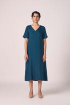 Vega Blue Silk Midi Dress view 9