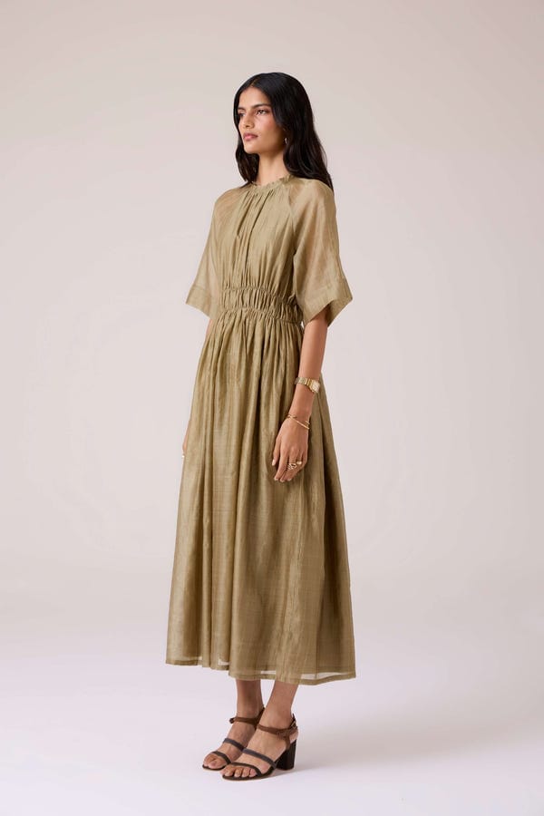 The Summer House — Arha Olive Handwoven Dress