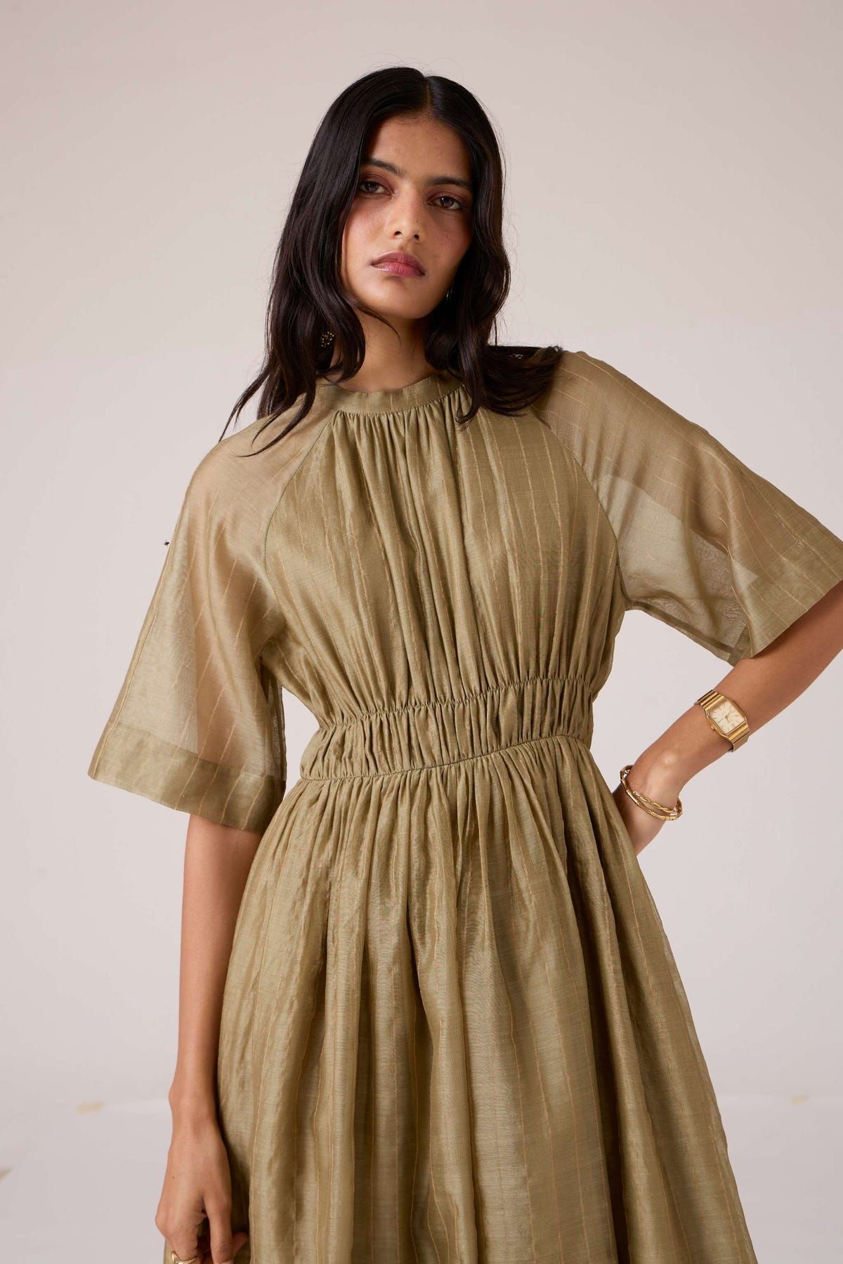 Arha Olive Handwoven Dress - image 3