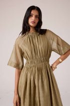 Arha Olive Handwoven Dress view 3