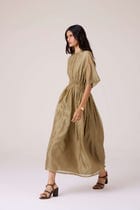 Arha Olive Handwoven Dress view 7