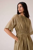 Arha Olive Handwoven Dress view 8