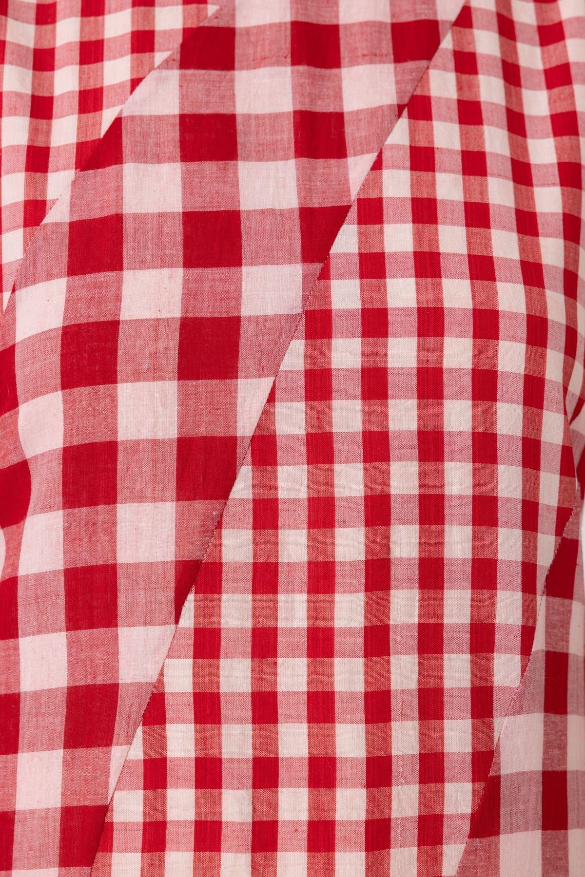 Waltz Red Checkered Handwoven Dress - image 6