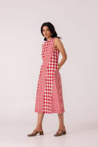 Waltz Red Checkered Handwoven Dress view 8