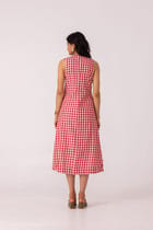Waltz Red Checkered Handwoven Dress view 10