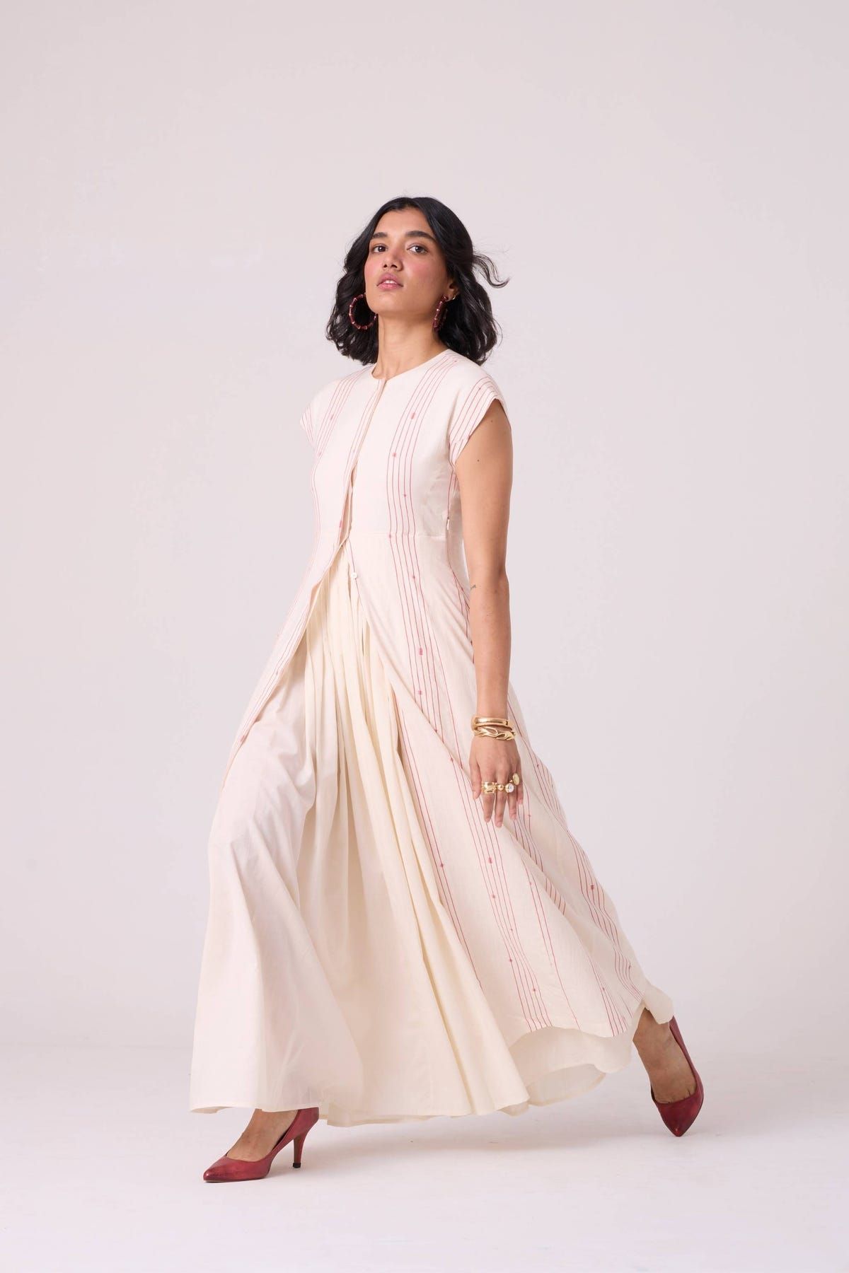 Vesna Red Stripe Maxi Dress - image 1