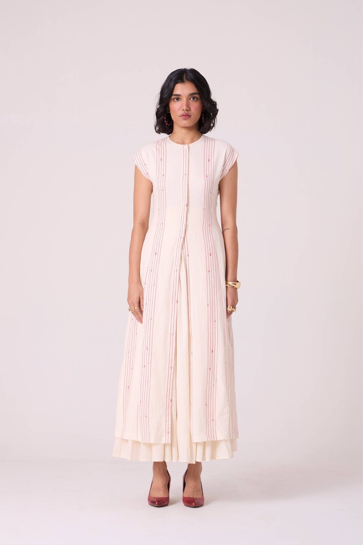 Vesna Red Stripe Maxi Dress - image 2