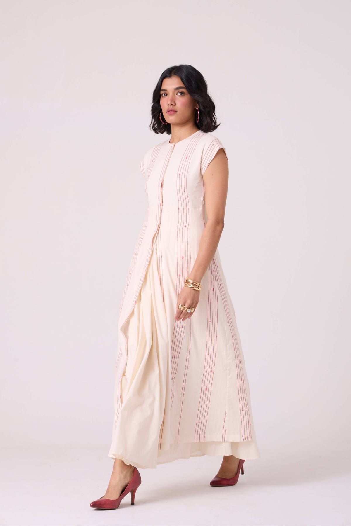 Vesna Red Stripe Maxi Dress - image 9