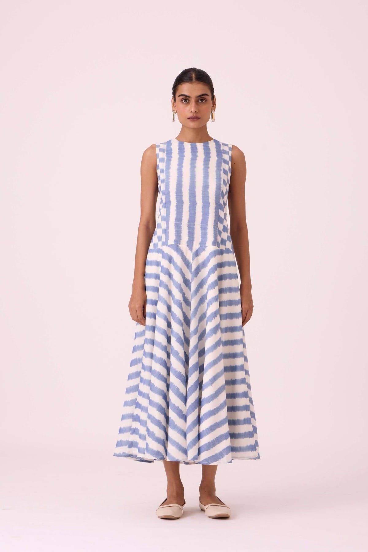 Myshkin Blue Striped Ikat Dress - image 1