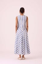Myshkin Blue Striped Ikat Dress view 14