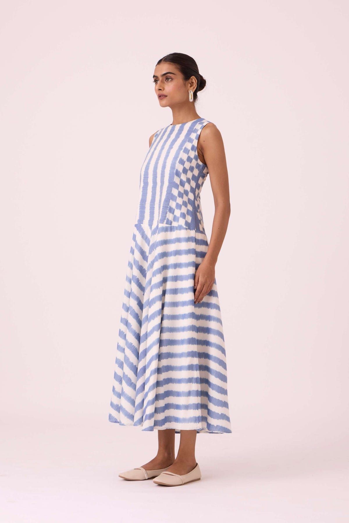 Myshkin Blue Striped Ikat Dress - image 2