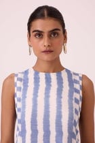 Myshkin Blue Striped Ikat Dress view 4