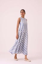 Myshkin Blue Striped Ikat Dress view 6