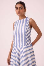 Myshkin Blue Striped Ikat Dress view 8