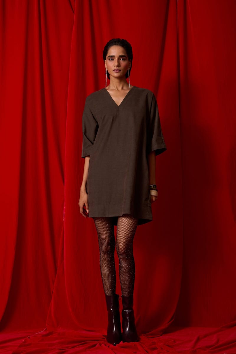 Stad Olive Needlecord Shift Dress