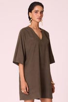 Stad Olive Needlecord Shift Dress view 3