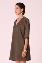 Stad Olive Needlecord Shift Dress view 4